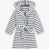PETIT BATEAU Peignoir à Capuche En Coton Rayé | Blanc