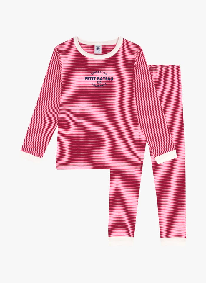 PETIT BATEAU Pyjama Milleraies En Coton Bio | Rouge 3 PETIT BATEAU Pyjama Milleraies En Coton Bio | Rouge