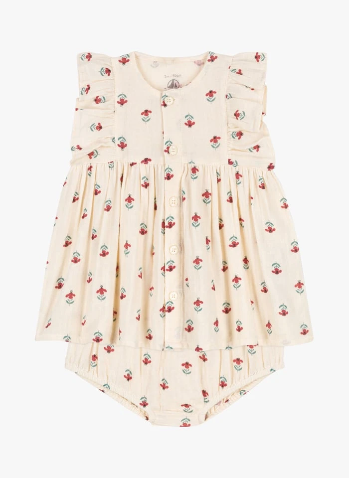 PETIT BATEAU Robe Et Bloomer Imprimés En Gaze De Coton | Multicolore 3 PETIT BATEAU Robe Et Bloomer Imprimés En Gaze De Coton | Multicolore