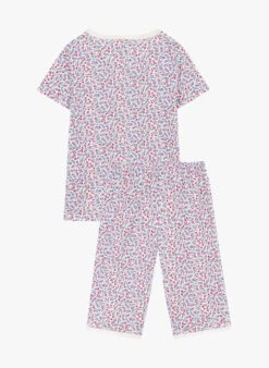 PETIT BATEAU Pyjama Imprimé Fleuri En Coton Bio | Multicolore -Petit Bateau Soldes 4146740
