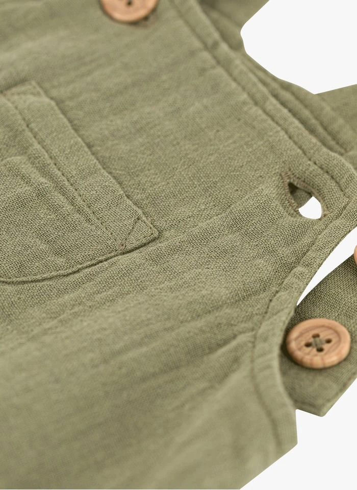 PETIT BATEAU Salopette Courte En Gaze De Coton | Vert 5 PETIT BATEAU Salopette Courte En Gaze De Coton | Vert – Image 3