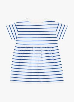 PETIT BATEAU Robe Courte Col Rond En Coton | Bleu -Petit Bateau Soldes 4146754