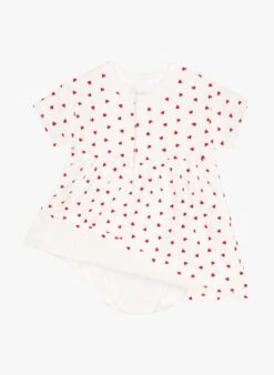 PETIT BATEAU Robe Col Rond Avec Body En Coton Bio | Rouge -Petit Bateau Soldes 4146760