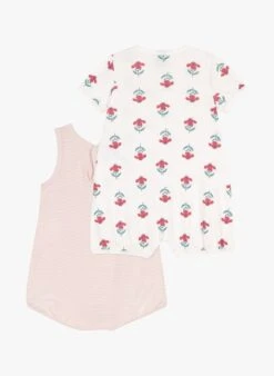 PETIT BATEAU Lot De 2 Combinaisons Courtes En Coton Bio | Multicolore -Petit Bateau Soldes 4146765