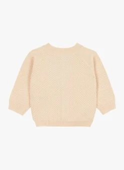 PETIT BATEAU Gilet Col Rond En Maille Nid D'abeille | Beige -Petit Bateau Soldes 4146789