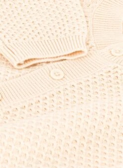 PETIT BATEAU Gilet Col Rond En Maille Nid D'abeille | Beige -Petit Bateau Soldes 4146790