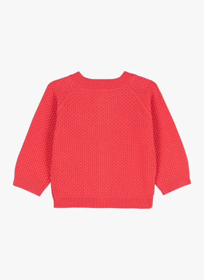 PETIT BATEAU Gilet Col Rond En Maille Nid D'abeille | Rouge 4 PETIT BATEAU Gilet Col Rond En Maille Nid D'abeille | Rouge – Image 2
