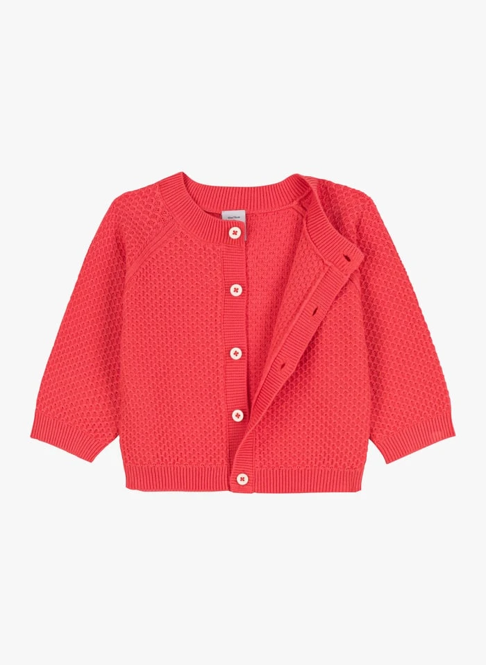 PETIT BATEAU Gilet Col Rond En Maille Nid D'abeille | Rouge 6 PETIT BATEAU Gilet Col Rond En Maille Nid D'abeille | Rouge – Image 4