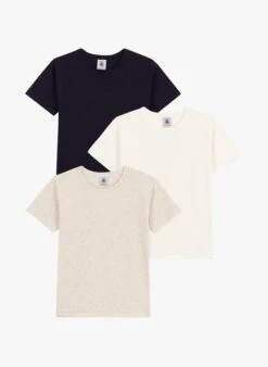 PETIT BATEAU Lot De 3 Tee-shirts Col Rond En Coton | Multicolore
