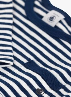PETIT BATEAU Tee-shirt Marinière Col Rond En Coton | Bleu -Petit Bateau Soldes 4146835