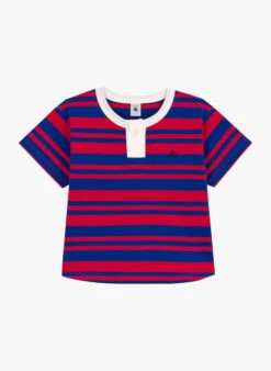 PETIT BATEAU Tee-shirt Col Rond Rayé En Coton | Blanc