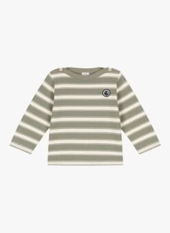 PETIT BATEAU Tee-shirt Marinière Col Bateau En Coton | Vert
