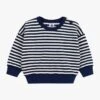 PETIT BATEAU Sweat Col Rond Rayé En Coton | Bleu -Petit Bateau Soldes 4146877