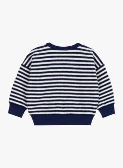 PETIT BATEAU Sweat Col Rond Rayé En Coton | Bleu -Petit Bateau Soldes 4146878
