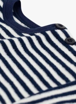 PETIT BATEAU Sweat Col Rond Rayé En Coton | Bleu -Petit Bateau Soldes 4146879