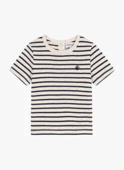 PETIT BATEAU Tee-shirt Col Rond Rayé En Coton | Noir