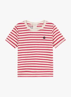 PETIT BATEAU Tee-shirt Col Rond Rayé En Coton | Rouge