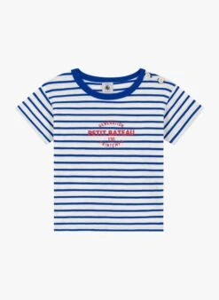 PETIT BATEAU Tee-shirt Col Rond Rayé En Coton | Bleu