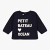 PETIT BATEAU Sweatshirt Col Rond Sérigraphié En Molleton | Noir -Petit Bateau Soldes 4146897