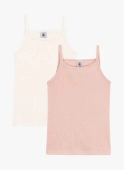 PETIT BATEAU Lot De 2 Débardeurs à Bretelles En Coton Ajouré | Multicolore