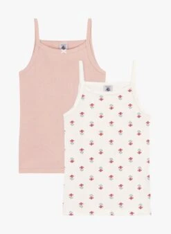 PETIT BATEAU Lot De 2 Débardeurs Fleurs En Coton Bio | Multicolore