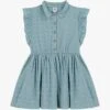 PETIT BATEAU Robe Col Classique Brodée En Coton | Bleu -Petit Bateau Soldes 4146960