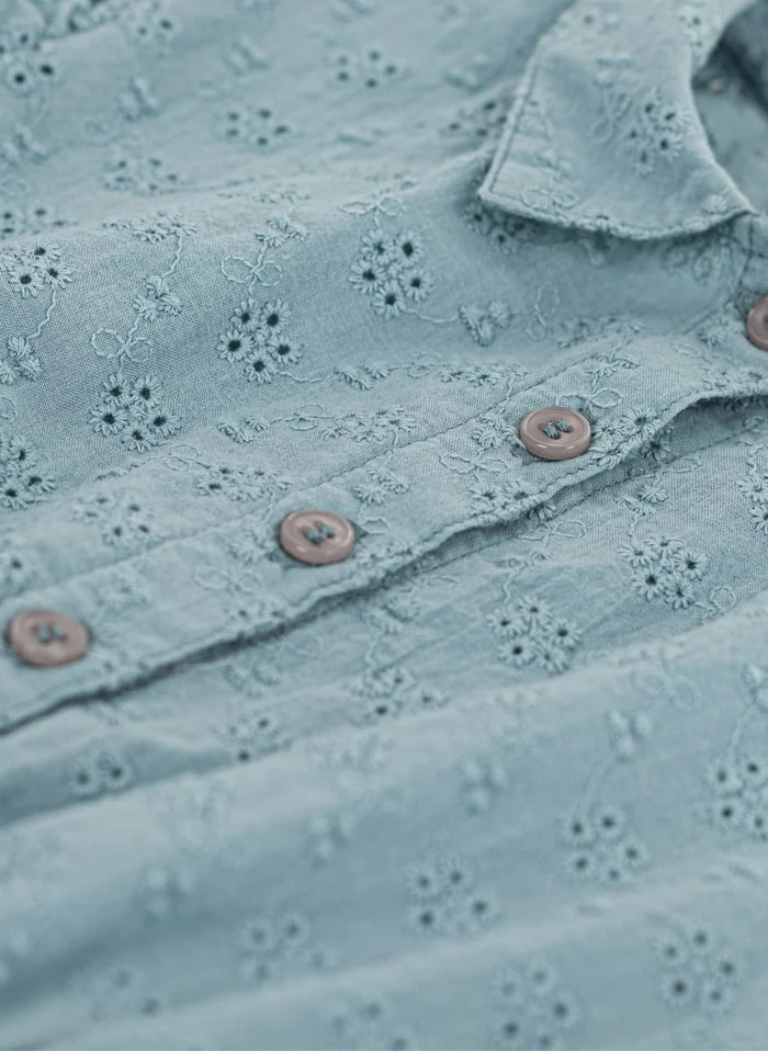 PETIT BATEAU Robe Col Classique Brodée En Coton | Bleu 5 PETIT BATEAU Robe Col Classique Brodée En Coton | Bleu – Image 3