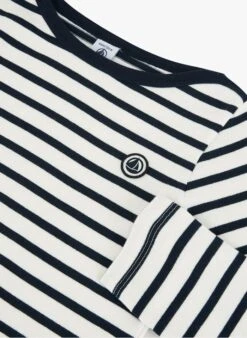 PETIT BATEAU Tee-shirt Marinière Col Bateau En Coton | Noir -Petit Bateau Soldes 4152214