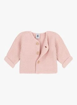 PETIT BATEAU Gilet Col V En Coton | Rose -Petit Bateau Soldes 4152221