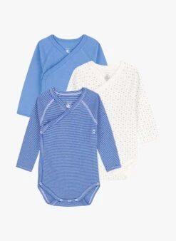 PETIT BATEAU Lots De 3 Bodies Croisés En Coton Bio | Multicolore