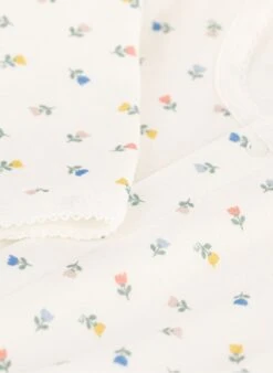 PETIT BATEAU Body Pyjama Fleurs En Coton Bio | Multicolore -Petit Bateau Soldes 4152267