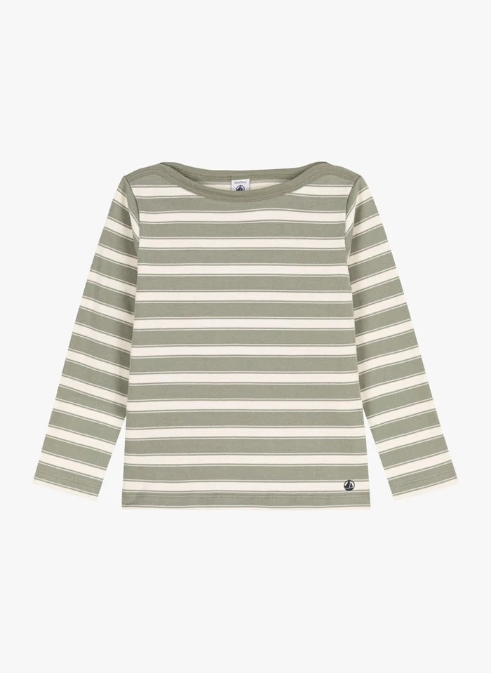 PETIT BATEAU Tee-shirt Marinière Col Bateau En Coton | Vert 3 PETIT BATEAU Tee-shirt Marinière Col Bateau En Coton | Vert