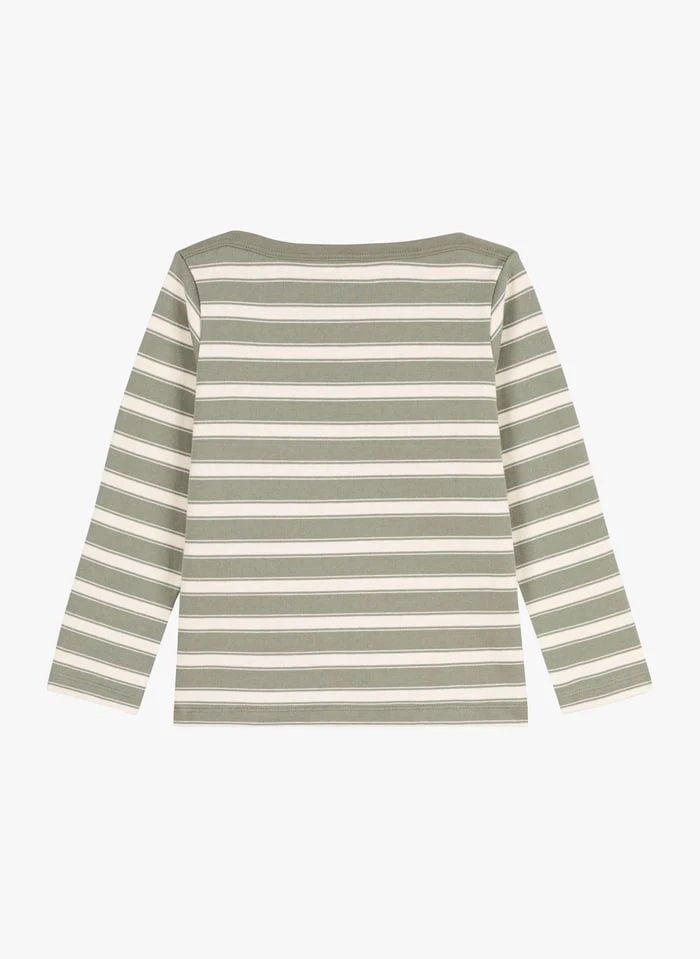 PETIT BATEAU Tee-shirt Marinière Col Bateau En Coton | Vert 4 PETIT BATEAU Tee-shirt Marinière Col Bateau En Coton | Vert – Image 2