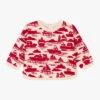 PETIT BATEAU Sweat Col Rond Imprimé En Coton | Rouge -Petit Bateau Soldes 4152348