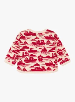 PETIT BATEAU Sweat Col Rond Imprimé En Coton | Rouge -Petit Bateau Soldes 4152349