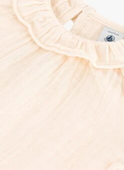 PETIT BATEAU Blouse Col Rond En Gaze De Coton | Beige -Petit Bateau Soldes 4152352