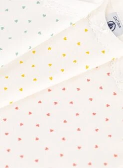PETIT BATEAU Lot De 3 Bodies Coeur En Coton Bio | Multicolore -Petit Bateau Soldes 4152409
