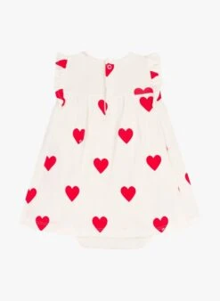 PETIT BATEAU Robe Courte Col Rond Imprimée Coeur En Coton | Orange