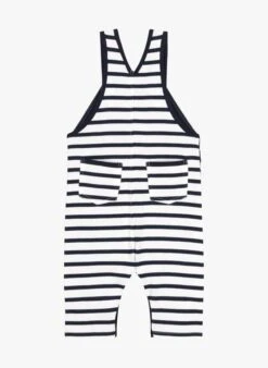 PETIT BATEAU Salopette Marinière En Coton Bio | Noir -Petit Bateau Soldes 4152428