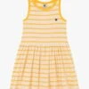 PETIT BATEAU Robe Courte Col Rond à Rayures En Coton | Jaune -Petit Bateau Soldes 4152431