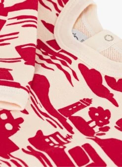 PETIT BATEAU Sweat Col Rond Imprimé En Coton | Rouge -Petit Bateau Soldes 4152442