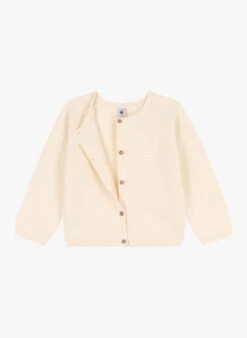 PETIT BATEAU Gilet Col Rond En Coton | Beige -Petit Bateau Soldes 4157370