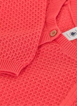 PETIT BATEAU Cardigan Col Rond En Coton | Rouge -Petit Bateau Soldes 4157375