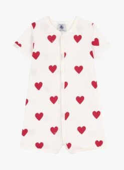 PETIT BATEAU Combinaison Courte Coeur En Coton Bio | Orange