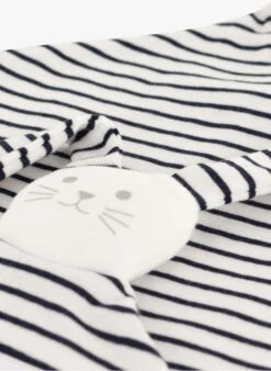 PETIT BATEAU Doudou Lapin Marinière En Coton Bio | Noir -Petit Bateau Soldes 4157387