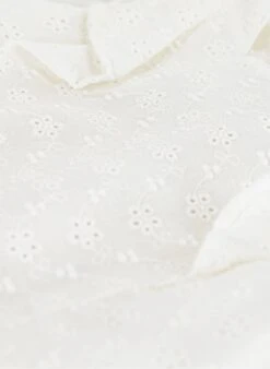 PETIT BATEAU Robe Courte Col Carré Brodée En Coton | Blanc -Petit Bateau Soldes 4158818