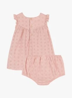 PETIT BATEAU Robe Col Carré Avec Bloomer En Broderie Anglaise | Rose -Petit Bateau Soldes 4158843