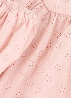 PETIT BATEAU Robe Col Carré Avec Bloomer En Broderie Anglaise | Rose -Petit Bateau Soldes 4158844