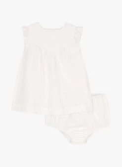 PETIT BATEAU Robe Avec Bloomer En Broderie Anglaise | Blanc -Petit Bateau Soldes 4158846