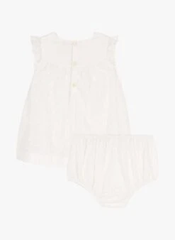 PETIT BATEAU Robe Avec Bloomer En Broderie Anglaise | Blanc -Petit Bateau Soldes 4158847